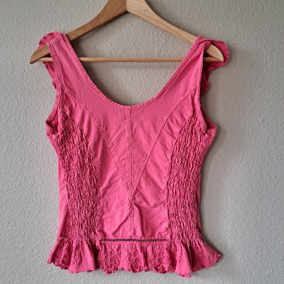 🩵Gretty Zueger 00s Coquette Pink Embroidered Sleeveless Top Size S - Picture 3 of 10